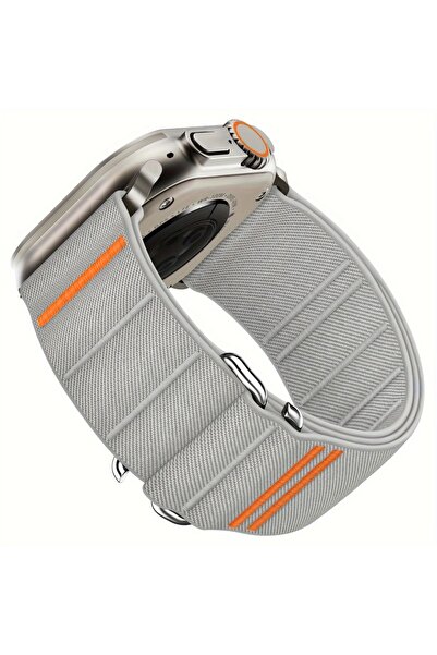 Choice 49 46 45 44 مم سوار نايلون فاخر رمادي فاتح VWAR لساعة Apple Watch Ultr...