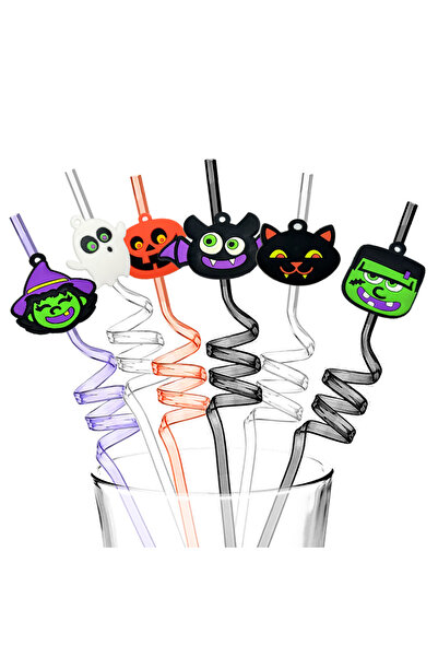 Choice 6Halloween Series 1 6PCS Halloween Party Favors Bats Ghost Cats Pumpkin Witch Spider Pattern Drinkin