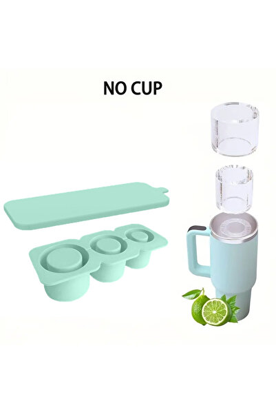 Choice صينية مكعبات ثلج بثلاث شبكات باللون الأخضر الفاتح مناسبة لأكواب ستانلي...