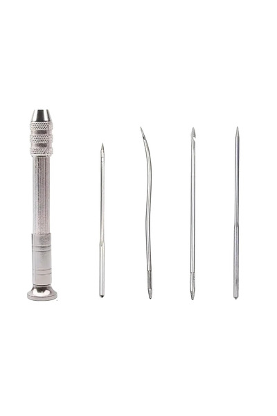 Choice Awl with 4 Needles Leather Sewing Needles Kit, Set Contains Silver Leather Sewing Awl, 4 Piece Needl
