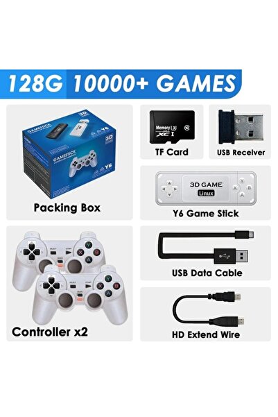 Choice 128G Y6 2.4G Wireless Game TV Stick Retro Family Portable Video Game Console 4K HD Support Multiplay