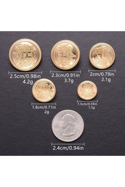 Choice4 15mm Gold 15pcs Metal Buttons Crown Pattern Vintage British College S...