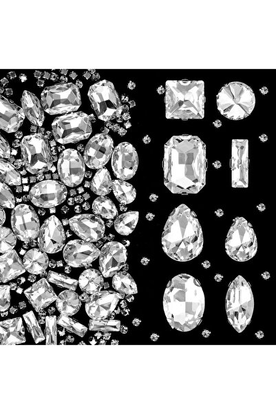 Choice 240Pcs WHITE 240 Pcs Glass Rhinestones Flat Mixed Shape Rhinestones Clear Flat Back Rhinestones for