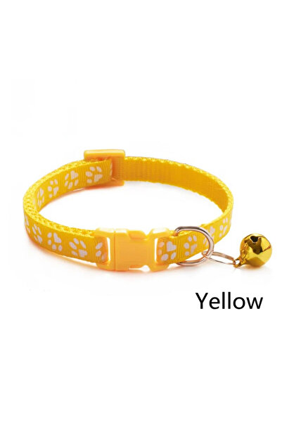 Choice Yellow Pet Collar With Bell Cartoon Footprint Colorful Dog Puppy Cat A...
