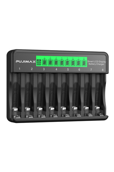 Choice1 شاحن بطارية ذكي سريع من نوع TYPE-C من PUJIMAX بشاشة LCD ذات 8 فتحات ب...