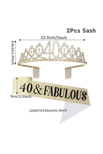 Choice style 2 Gold Silver Glitter Birthday Tiara & Sash for Women Glitter Cr...