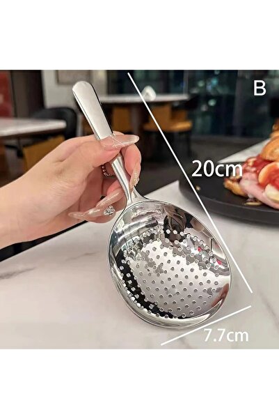 Choice B 1Pc Stainless Steel Ladles For Serving Soup Rice Serving Spoon Drain Hole Heat Insulated Handle K.