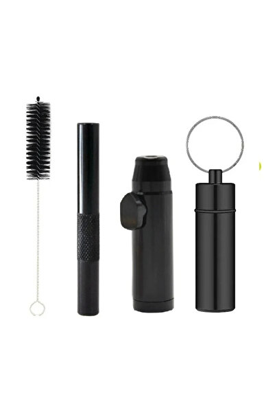 Choice black All-in-One Kit Metal Bullet Aluminum Alloy Tube Portable Stash Jar Container Cleaning Brush St