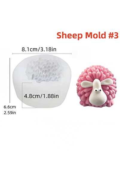 Choice1 قالب خروف 3 قوالب سيليكون شمعة خروف لطيفة ثلاثية الأبعاد DIY صنع شمعة...