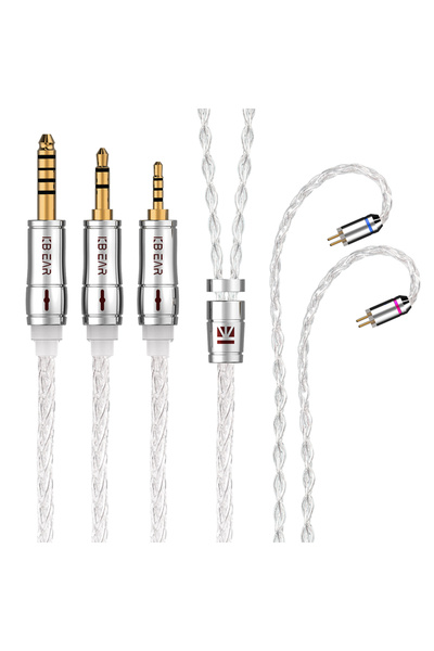 Choice كابل سماعة أذن سلكي KBEAR Limpid Pro 8 Core من الفضة النقية بطول 1.2 متر و2 سنون و4.4 مم