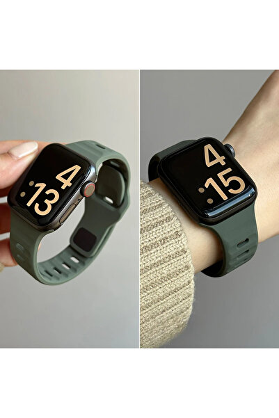 Choice سوار سيليكون أخضر عسكري مقاس 44 مم لساعات آبل من السلسلة 10 (46 مم، 42...