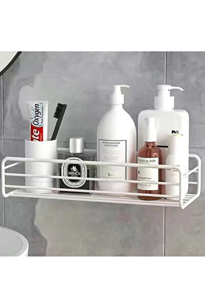 Choice لوازم الحمام مستطيلة بيضاء، رف حائط عائم، منظم معدني، عربة، ستارة دش ا...