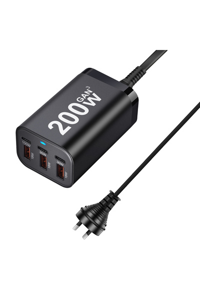 Choice محول طاقة شاحن GaN سريع 200 وات AU USB C 6 منافذ شحن سريع لسلسلة iPhon...