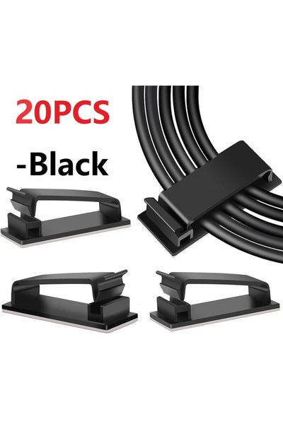 Choice 20 قطعة - مشبك إدارة الكابلات اللاصق ذاتيًا باللون الأسود، منظمات الكا...