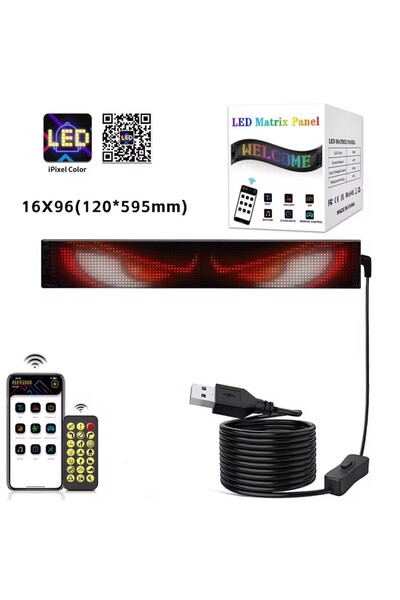 Choice لوحة مصفوفة LED ذكية 16 × 96 LED، قابلة للتمرير، ساطعة، إعلانية، USB 5...