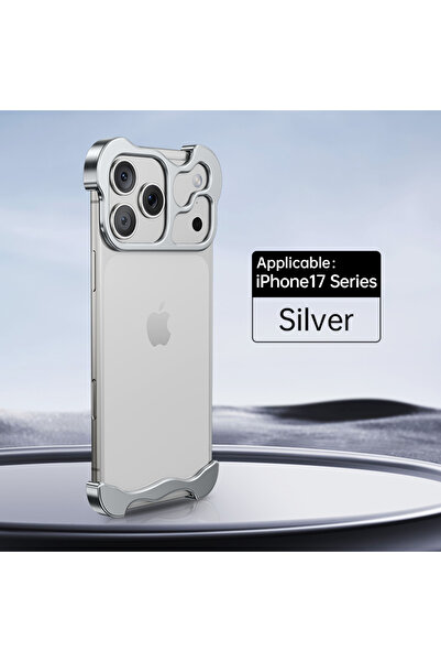 Choice جراب هاتف iPhone 17 Pro Max فضي فاخر غير منتظم من المعدن المصد لهاتف i...