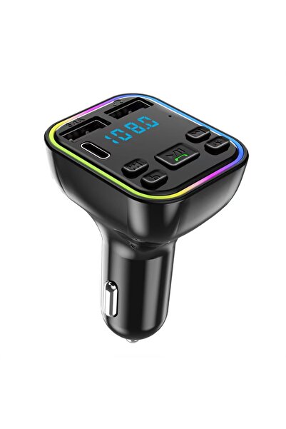 Choice 1051 Car Bluetooth5.0 G38 FM Transmitter PD Type-C Dual USB 3.1A Fast Charger Colorful Ambient Light