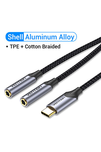 Choice 0.3m C to Dual 3.5 Jack Vention Audio Splitter USB C to Dual 3.5 Jack Type C to 3.5mm Aux Double Ear
