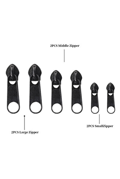 Choice طقم إصلاح سحاب فوري عالمي مكون من 6 قطع، 3 أحجام، أسود، أسنان بديلة لس...