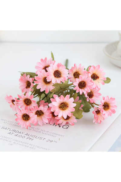 Choice قطعة واحدة من زهور الأقحوان البلاستيكية الاصطناعية الوردية، قطع مركزية...