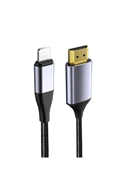 Choice كابل Lightning إلى HDMI رمادي بطول 2 متر لأجهزة iPhone والتلفزيون ومحول HDMI بشاشة عالية الدقة 1080 بكسل ومزامنة AV رقمية