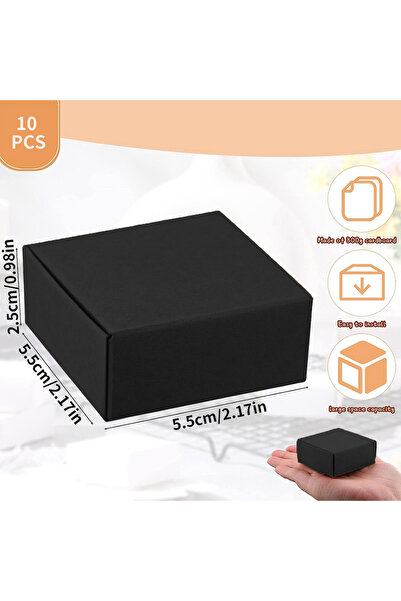 Choice 5.5x5.5x2.5cm Black 10Pcs Small Kraft Paper Gift Boxes 2.16'' x 2.16''...