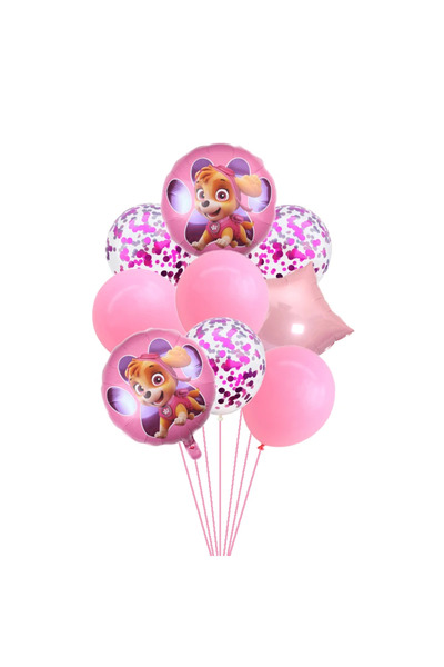 PAW PATROL بالون 9 قطع دائري على شكل قلب كرتوني تشيس سكاي 18 بوصة من الألومني...