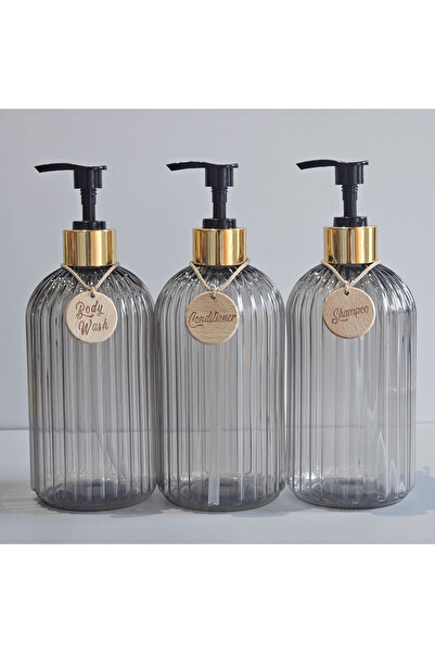 Choice زجاجة أنيقة من 3 قطع من الشامبو والبلسم وغسول الجسم باللون الرمادي الف...