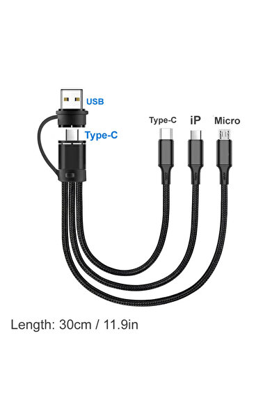 Choice 2 إلى 3 - 30 سم 30 سم كابل قصير USB C إلى متعدد الشحن 5 4 3 في 2 لهاتف...