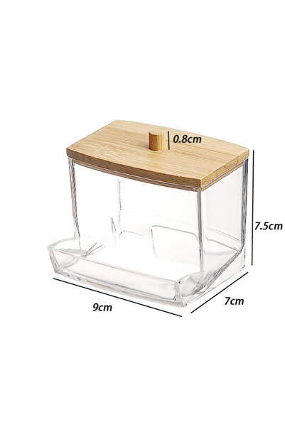 Choice Cotton swab box-b Makeup Bamboo Cotton Swab Storage Box with Lid Small Earpick Dispenser Clear Trans