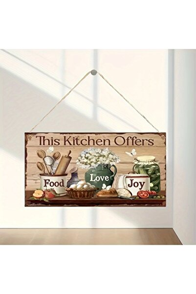 Choice لافتة ديكور حائط مطبخ خشبية ريفية متعددة الاستخدامات - "هذا المطبخ يقدم الطعام والحب والفرح" لوحة معلقة مع