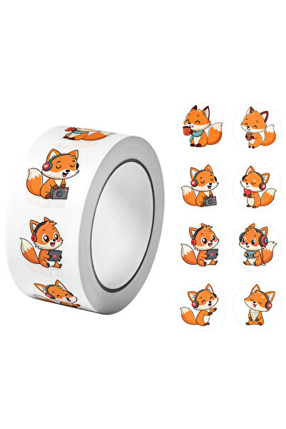 Choice RO059 1 لفة (500 قطعة) ملصقات ثعالب رائعة للعب الموسيقى المستمعة 2.5 س...