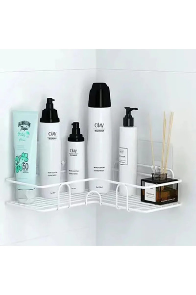 Choice White Triangle Bathroom Supplies Floating Wall Shelf Metal Organizer C...