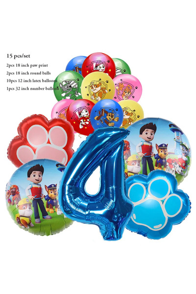 PAW PATROL مجموعة واحدة من 4 بالونات رقمية من الألومنيوم لتزيين أعياد الميلاد...