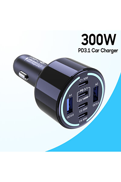 Choice شاحن سيارة 300 وات شاحن سيارة 300 وات شحن سريع 140 وات PD3.1 QC4.0 شاح...