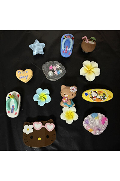 Miniso B Japanese Hawaiian Bikini Hello Kitty Shoe Flower Decoration Kawaii Vintage Ice Cream Drink Shell .