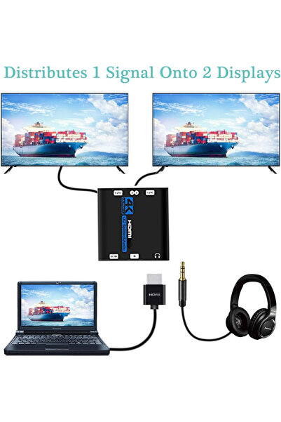 Choice ملاحظة التحقق من كابل الطاقة USB موزع HDMI مع مستخرج صوت HDR 4K 30 هرتز موزع HDMI 1.4 1X2