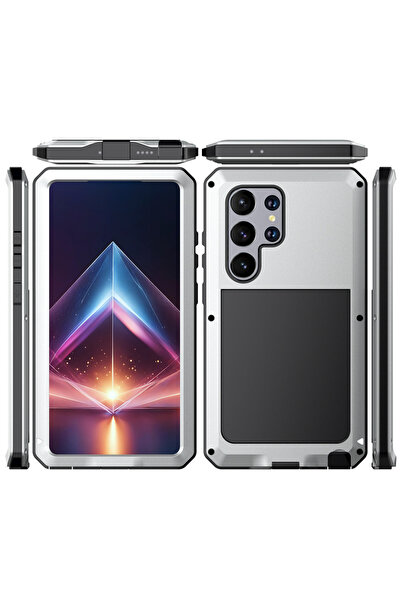 Choice جراب معدني ثقيل مقاوم للصدمات لهاتف Galaxy S25 Ultra الفضي، متوافق مع ...