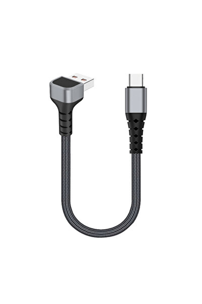 Choice كابل USB A إلى USB C قصير أسود بطول 1 متر، بزاوية قائمة 90 درجة، شاحن ...