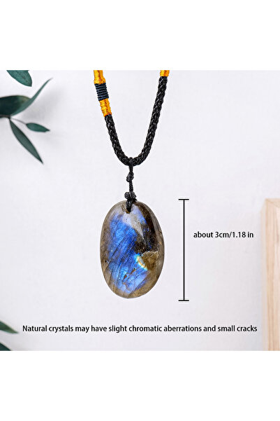 Choice قلادة مجوهرات من حجر اللابرادوريت الأزرق الطبيعي من حجر القمر، قلادة ك...