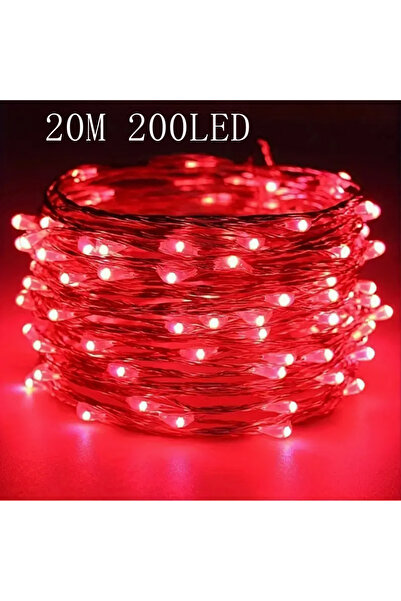 Choice 20 متر 200 ليد 20 متر 200 ليد ضوء خرافي يعمل ببطارية AA، ضوء سلك نحاسي أحمر، مناسب لغرفة النوم، C