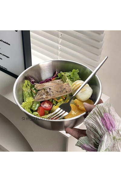 Choice وعاء سلطة من الفولاذ المقاوم للصدأ باللونين الذهبي والفضي مقاس 22 سم -...
