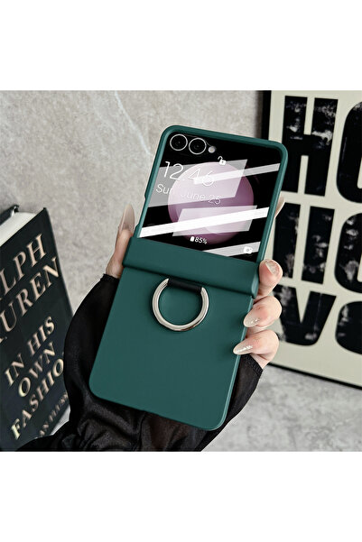 Choice Galaxy Z Flip7 Dark Green Luxury Matte Silicone Original Ring Holder P...