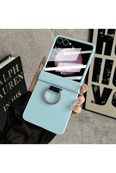 Choice Galaxy Z Flip7 Light Blue Luxury Matte Silicone Original Ring Holder P...