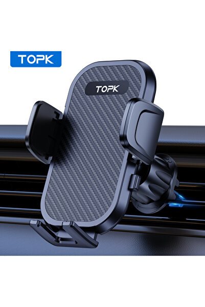 Choice حامل هاتف للسيارة باللون الأسود من TOPK، حامل هاتف محمول بخطاف معدني م...