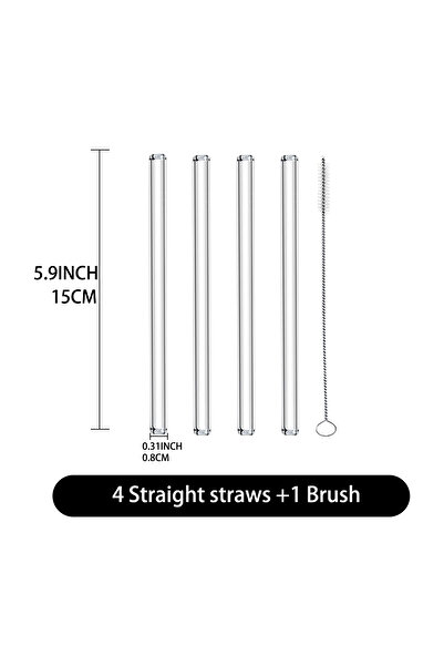 Choice 4PCS Straight straws 15cm Short Glass Straws +Cleaning Brush,Reusable Drinking Cocktail Straws,Eco-f