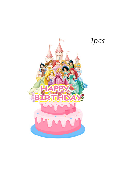 Miniso 24 قطعة من زينة كعكة أميرات ديزني، زينة كب كيك للبنات، زينة عيد ميلاد الأميرة الوردية