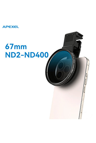 Choice 67VND400 APEXEL 67mm Phone CPL Polarizing Filters/ND 32/ND 400 Filters with Universal Clip for DSLR