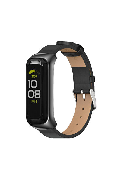 Choice سوار جلدي أسود ناعم بديل لساعة Galaxy Fit 2