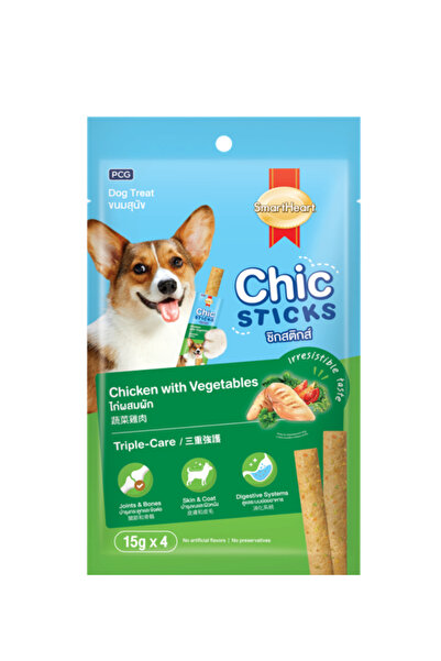 SmartHeart شيكستيكس بنكهة الدجاج والخضروات (15 جم × 4) × 1